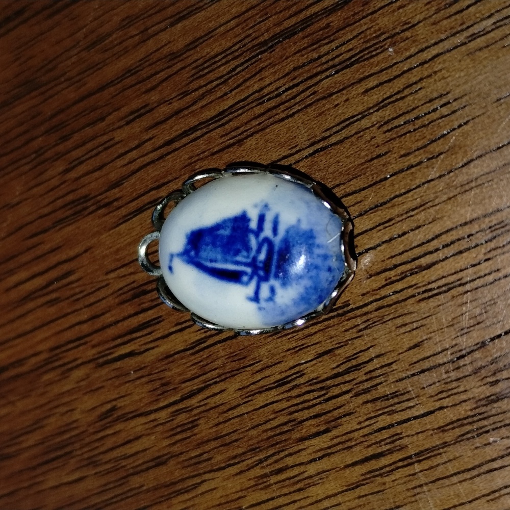 Blue and White China Pendant